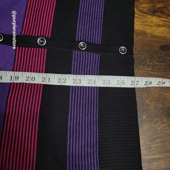 CJ Banks V Neck Cardigan Sweater Size 2X Stretch Colorful Retro Inspired Preppy - Picture 8 of 11